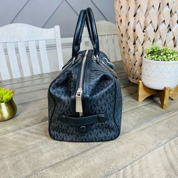 Michael Kors Grayson Large Convertible Satchel Bag Black/Silver - Picture 3 of 9